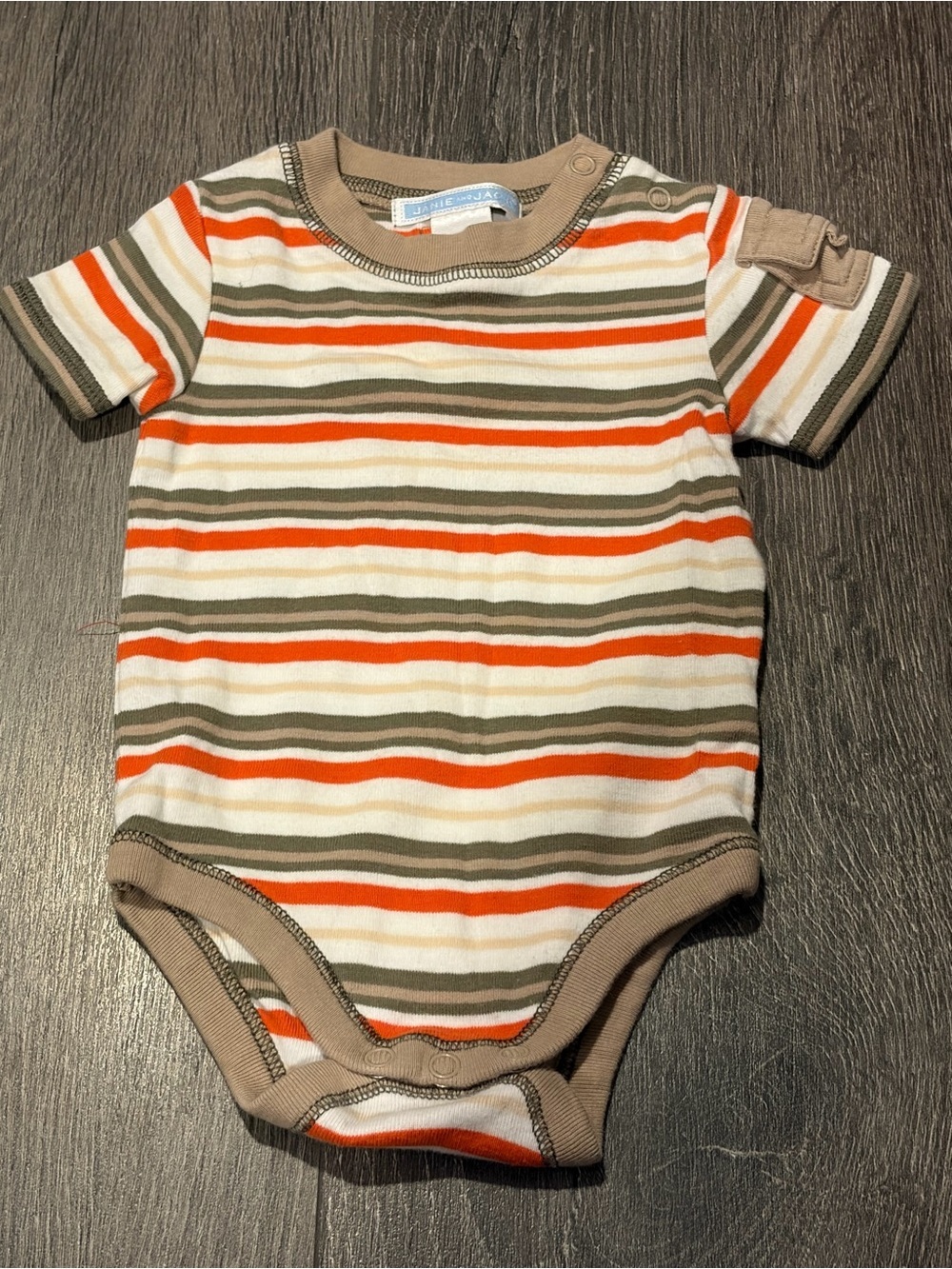 Janie and Jack Striped Orange, Yellow and Tan Short Sleeve Bodysuit Size 0-3m